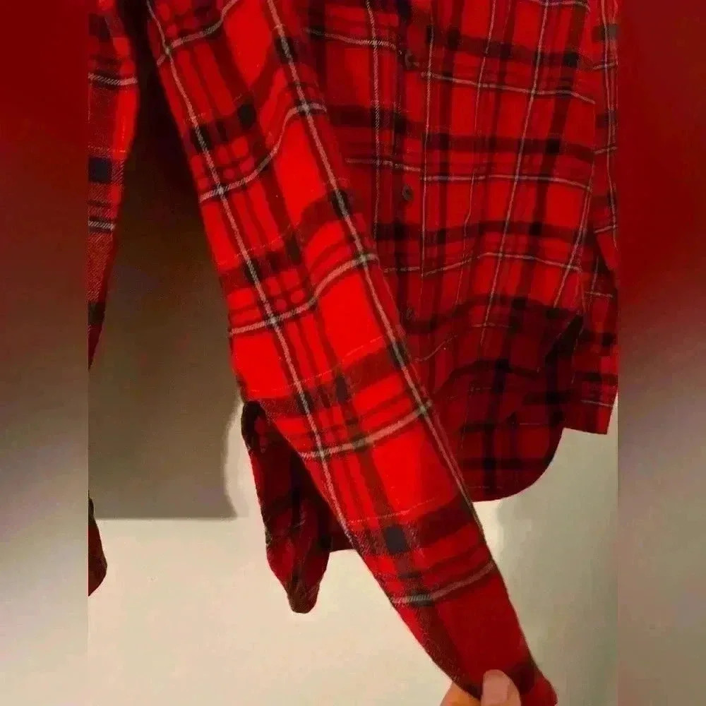 J.Crew Red & Black Flannel Size 2 - Picture 2 of 6
